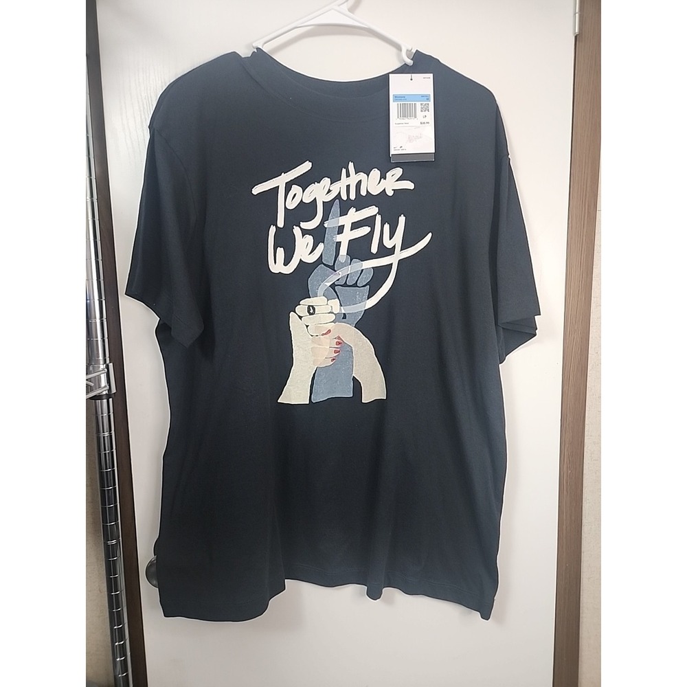 New Women's Nike Swoosh Fly Boyfriend T Shirt Size Med‎ We Fly Together BLACK